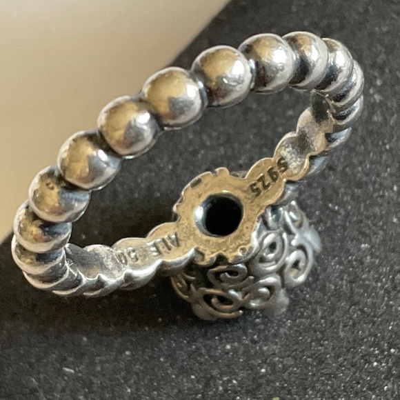 Pandora Silver Ring with Black Stone - Picture 6 of 9